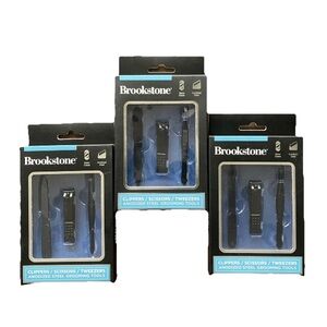 3 Brookstone Stainless Steel Nail Clipper File Tweezer Set Xmas Stocking Gift